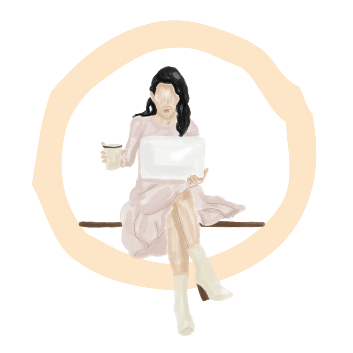 Illustration de femme sur son ordinateur