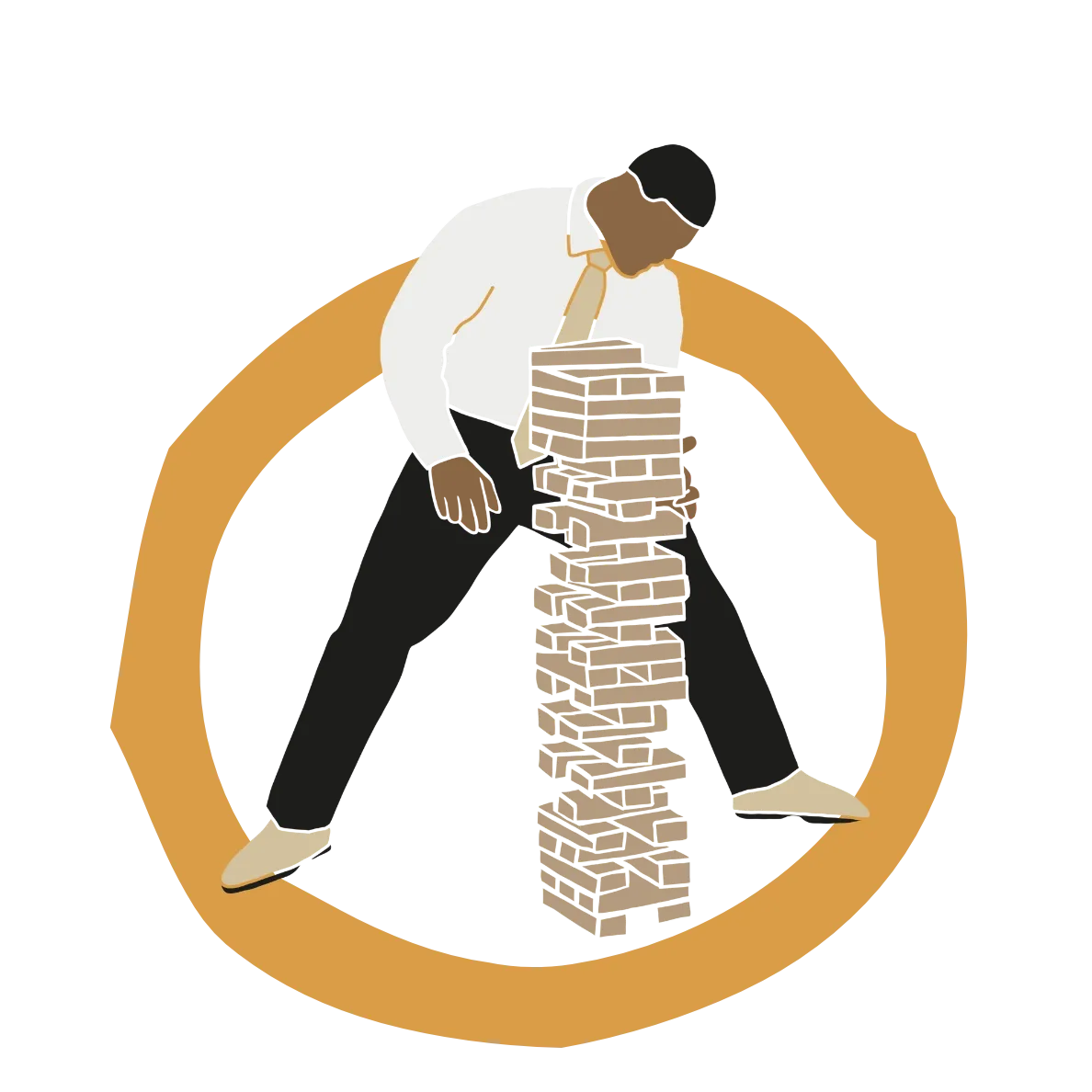 Illustration d'un homme qui construit un mur en Kapla