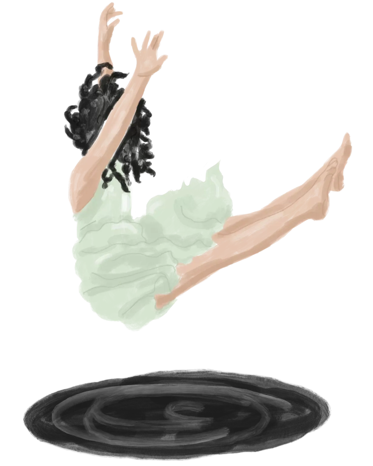 Illustration d'une femme qui tombe dans un trou noir