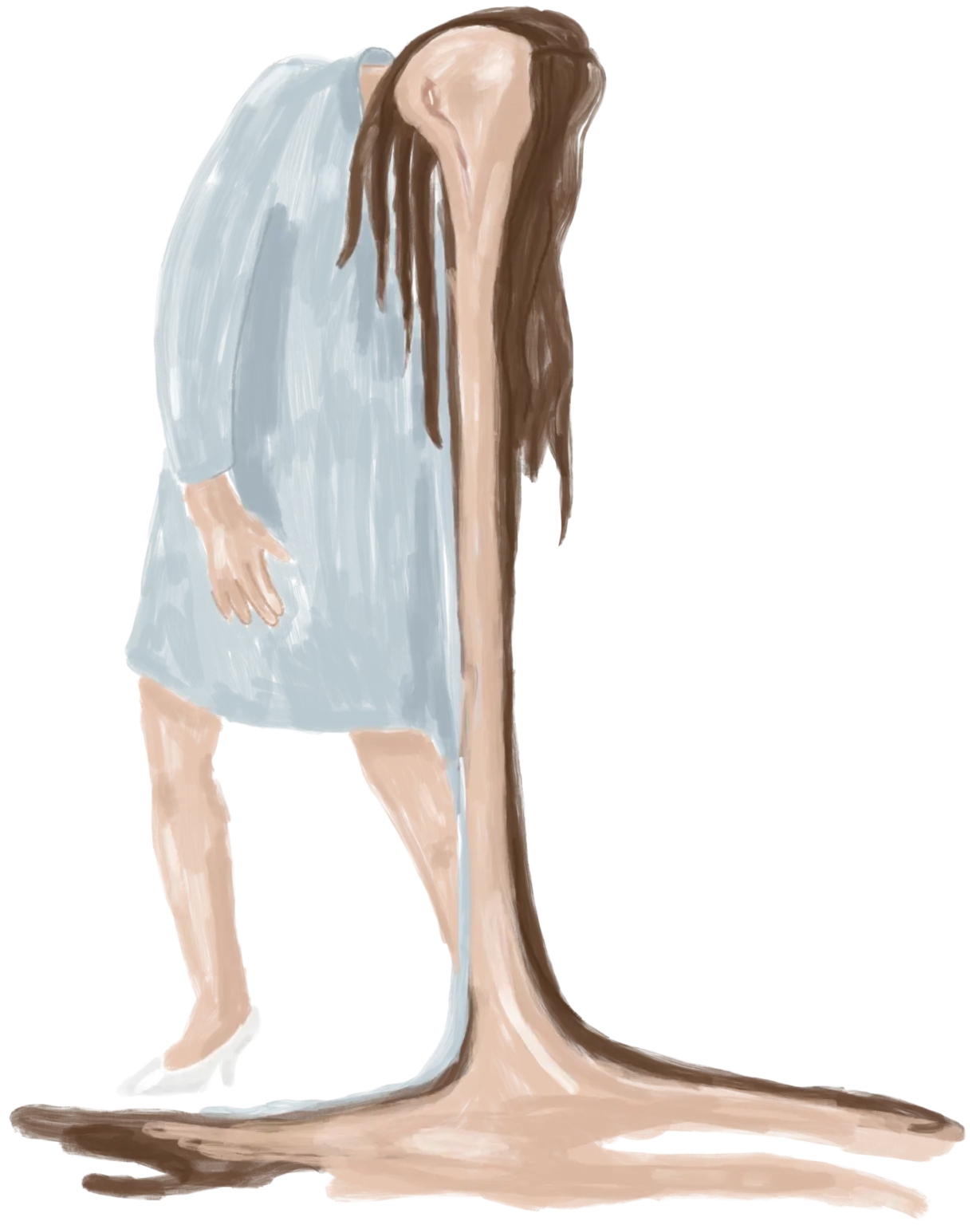 Illustration d'une femme qui a son visage qui coule