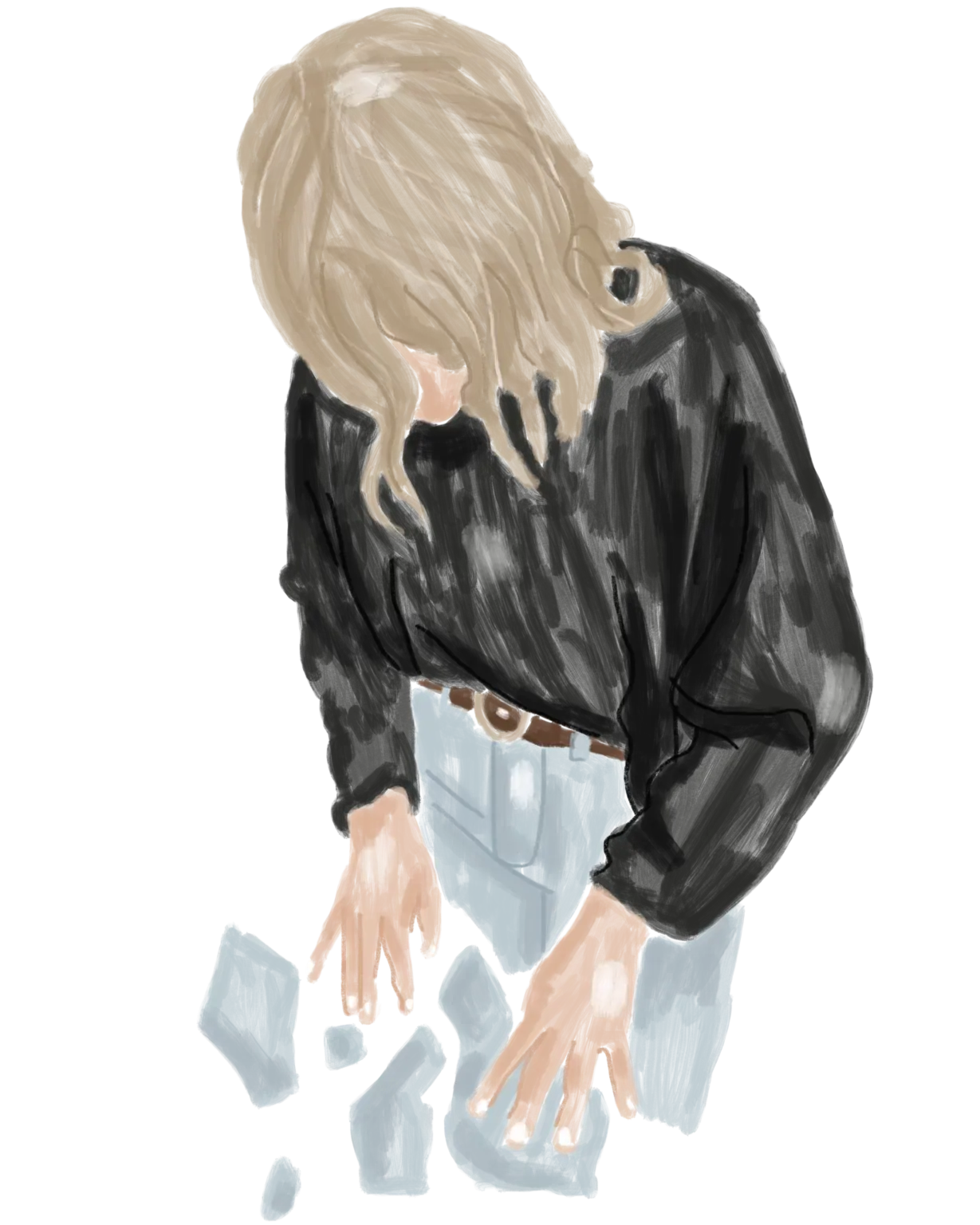 Illustration d'une femme qui a voit ses jambes se casser